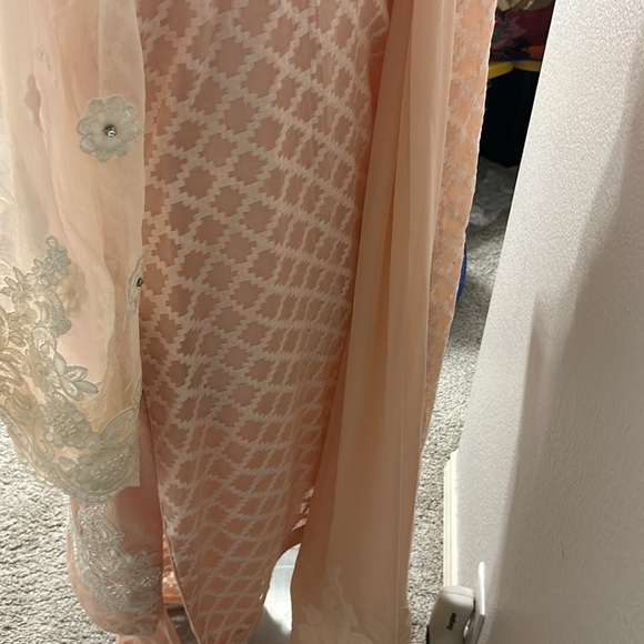 Shalwar kameez duppatta Indian Pakistani wear. Light pink white. Size M (40) - Picture 5 of 17